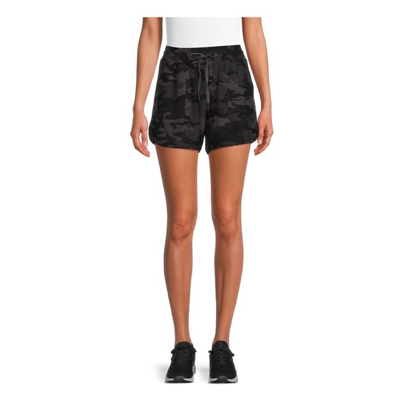 Athletic Works Women's Gym Shorts, Black Camo - Picture 1 of 5